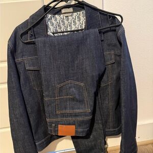Dior Dark Denim Jacket and Pants Ensemble